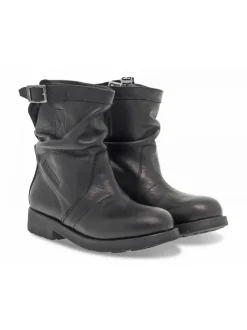 Bikkembergs Ankle Boot Vintage Biker Ex-Violante In Black Leather^Women Ankle Boots