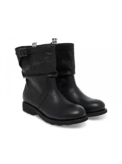 Bikkembergs Ankle Boot Vintage Biker Violante In Black Leather^Women Ankle Boots