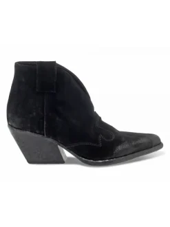 Elena Iachi Ankle Boot Mid Wash In Black Velor^Women Ankle Boots