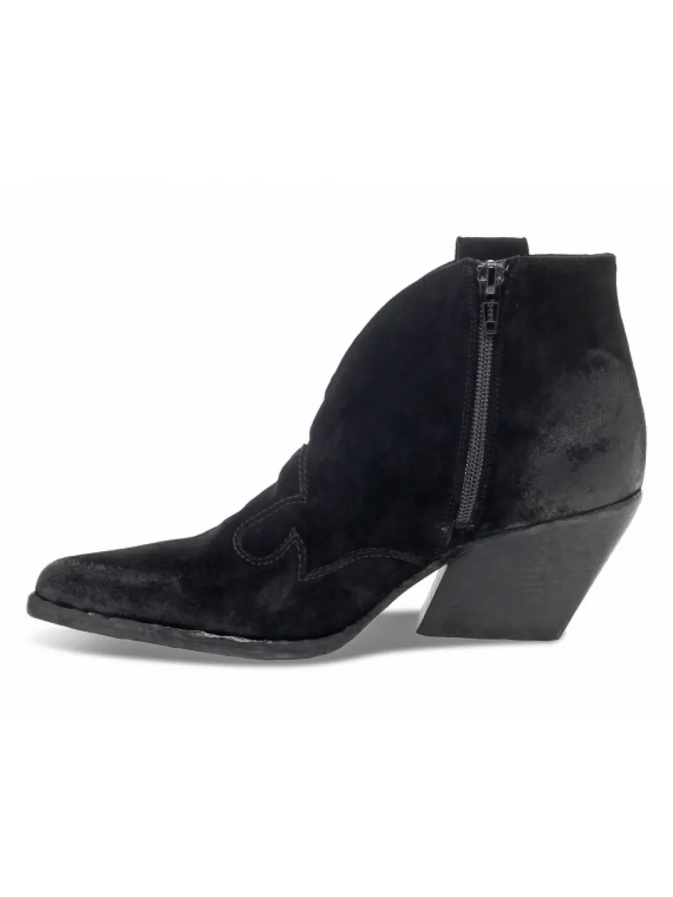 Elena Iachi Ankle Boot Mid Wash In Black Velor^Women Ankle Boots