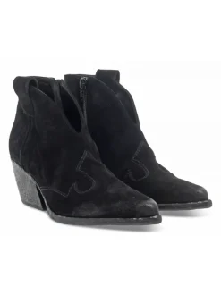 Elena Iachi Ankle Boot Mid Wash In Black Velor^Women Ankle Boots