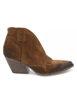 Elena Iachi Ankle Boot Mid Wash In Hazelnut Velor^Women Ankle Boots