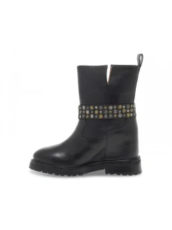 Emanuèlle Vee Ankle Boot Emanuelle Vee Zeppa Interna Cinturino Borchie New Crust In Black Leather^Women Ankle Boots