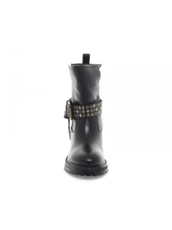 Emanuèlle Vee Ankle Boot Emanuelle Vee Zeppa Interna Cinturino Borchie New Crust In Black Leather^Women Ankle Boots