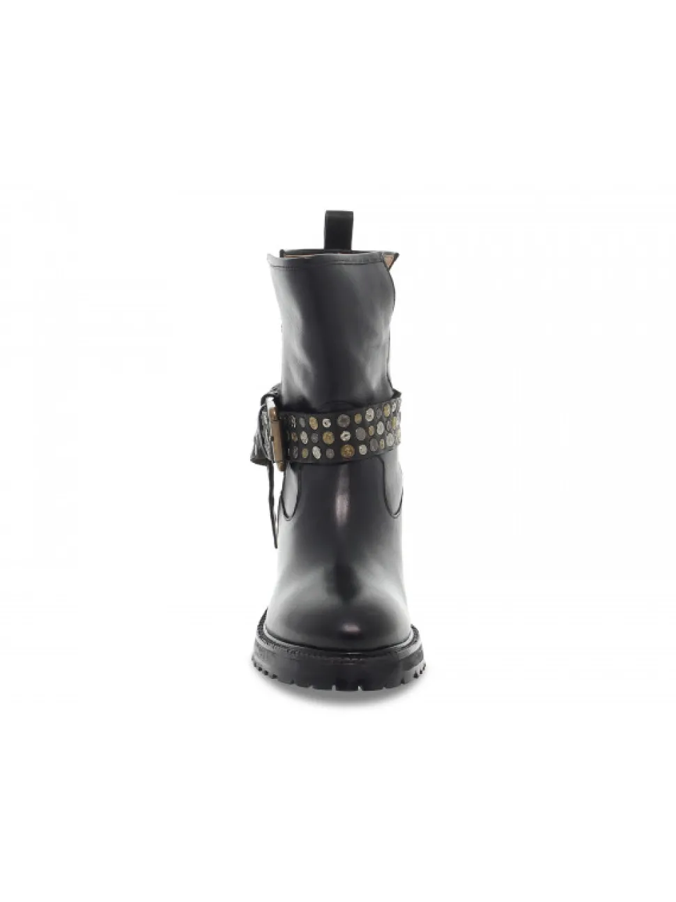 Emanuèlle Vee Ankle Boot Emanuelle Vee Zeppa Interna Cinturino Borchie New Crust In Black Leather^Women Ankle Boots