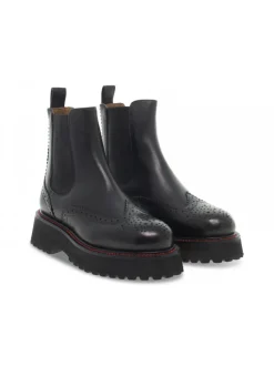 Emanuèlle Vee Ankle Boot Emanuelle Vee Beatle Stile Inglese New Crust In Black Leather^Women Ankle Boots