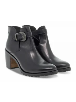 Jp David Ankle Boot Texanino Svasato In Black Leather^Women Ankle Boots