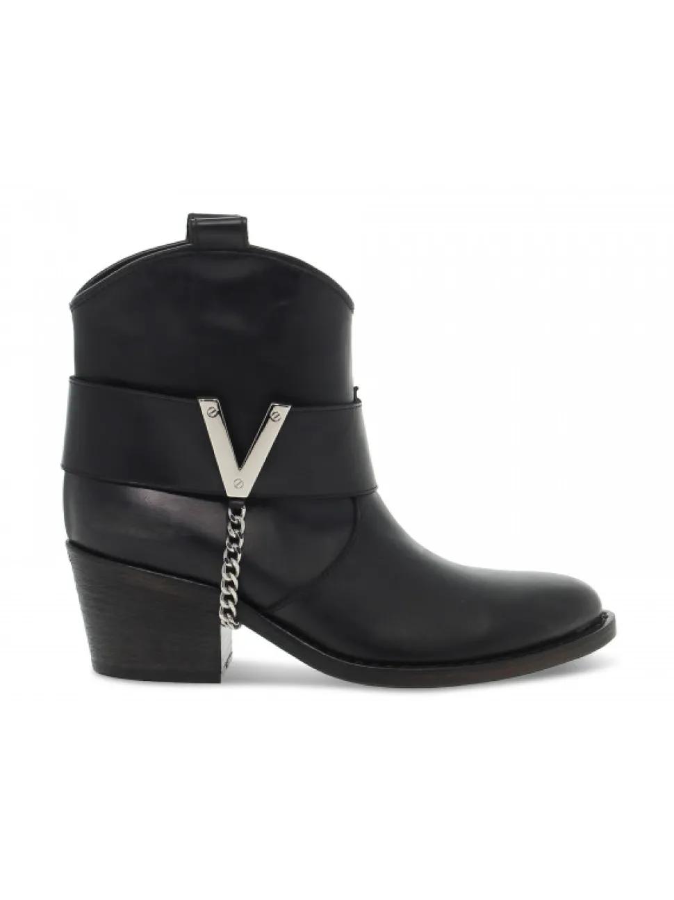 Via Roma 15 Ankle Boot Cinturone Con V Nickel In Black Leather^Women Ankle Boots