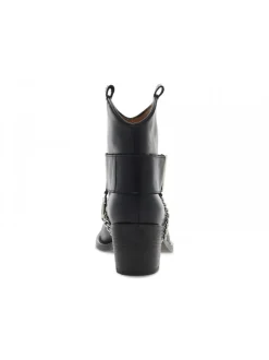 Via Roma 15 Ankle Boot Cinturone Con V Nickel In Black Leather^Women Ankle Boots