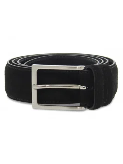 Guidi Calzature Belt Made In Italy H35 In Black Suede Leather^Men Belts