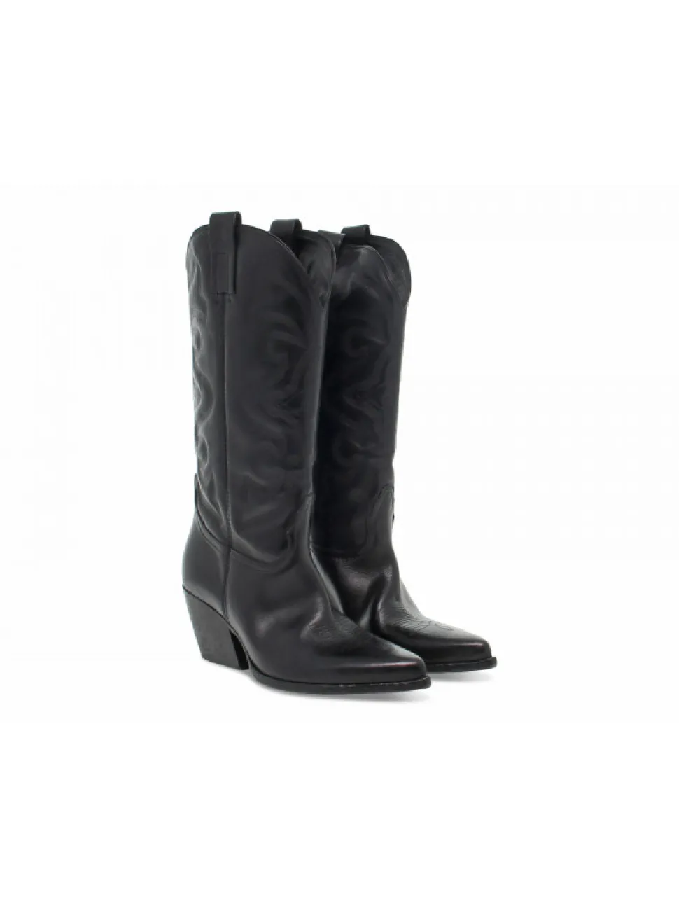 Elena Iachi Boot Sax Wash Con Ricamo In Black Leather^Women Boots