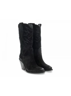 Poesie Veneziane Boot Strategia Wash Con Ricamo In Black Suede Leather^Women Boots