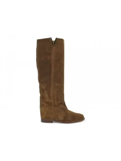 Via Roma 15 Boot Zeppa Interna Logo V Oro Laterale In Leather Suede Leather^Women Boots