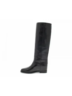 Via Roma 15 Boot Zeppa Interna Logo V Oro Laterale In Black Leather^Women Boots