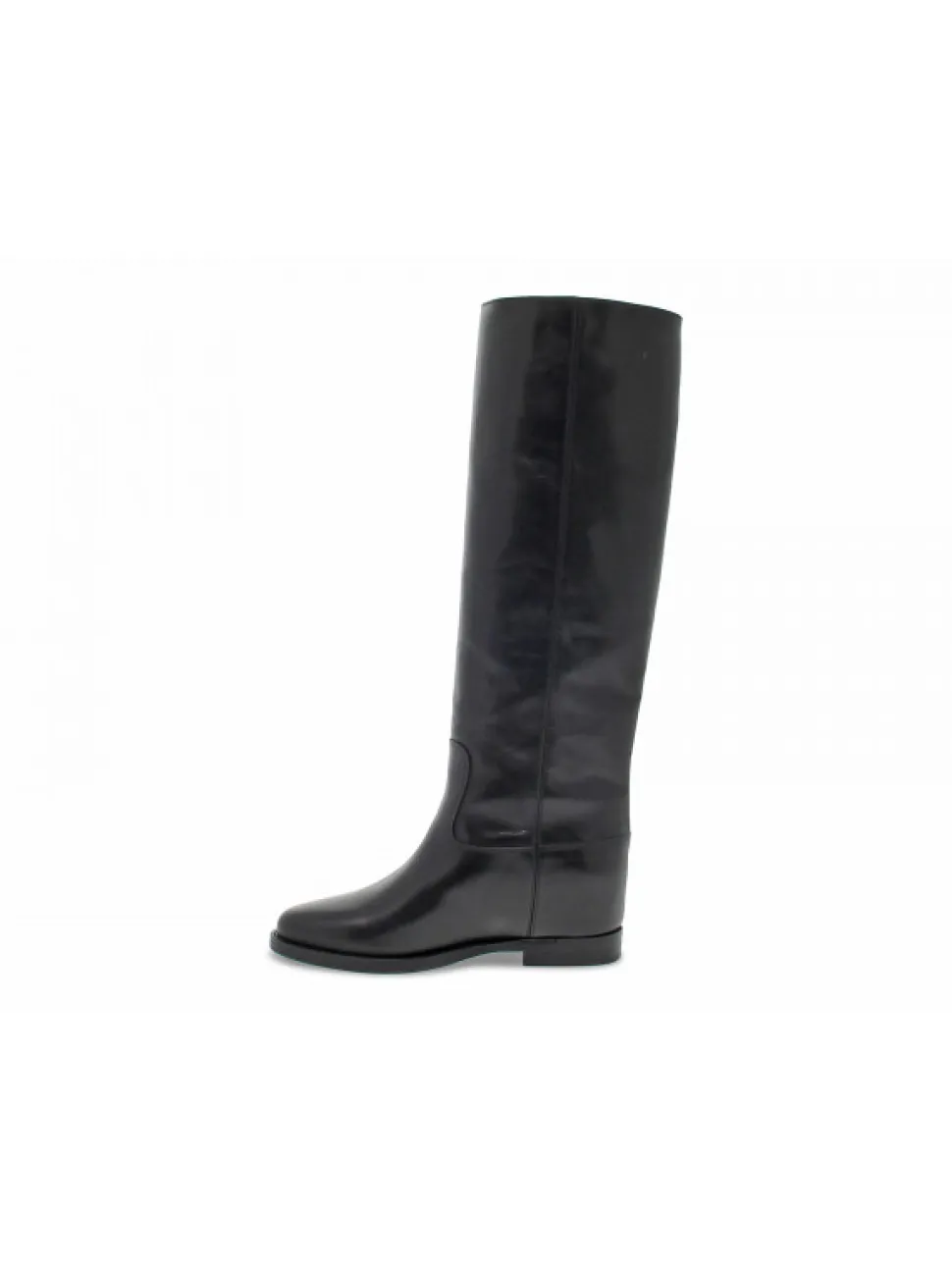 Via Roma 15 Boot Zeppa Interna Logo V Oro Laterale In Black Leather^Women Boots