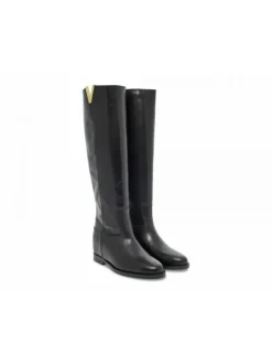 Via Roma 15 Boot Zeppa Interna Logo V Oro Laterale In Black Leather^Women Boots