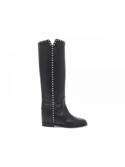 Via Roma 15 Boot Zeppa Interna Spacco Profilo Microborchie In Black Leather^Women Boots