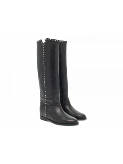 Via Roma 15 Boot Zeppa Interna Spacco Profilo Microborchie In Black Leather^Women Boots