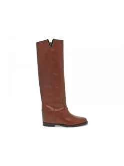 Via Roma 15 Boot Zeppa Interna Logo V Oro Laterale In Leather Leather^Women Boots
