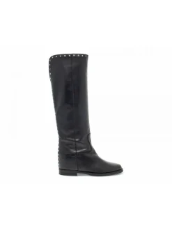 Via Roma 15 Boot Zeppa Interna Spacco Profilo Piramidi In Black Leather^Women Boots