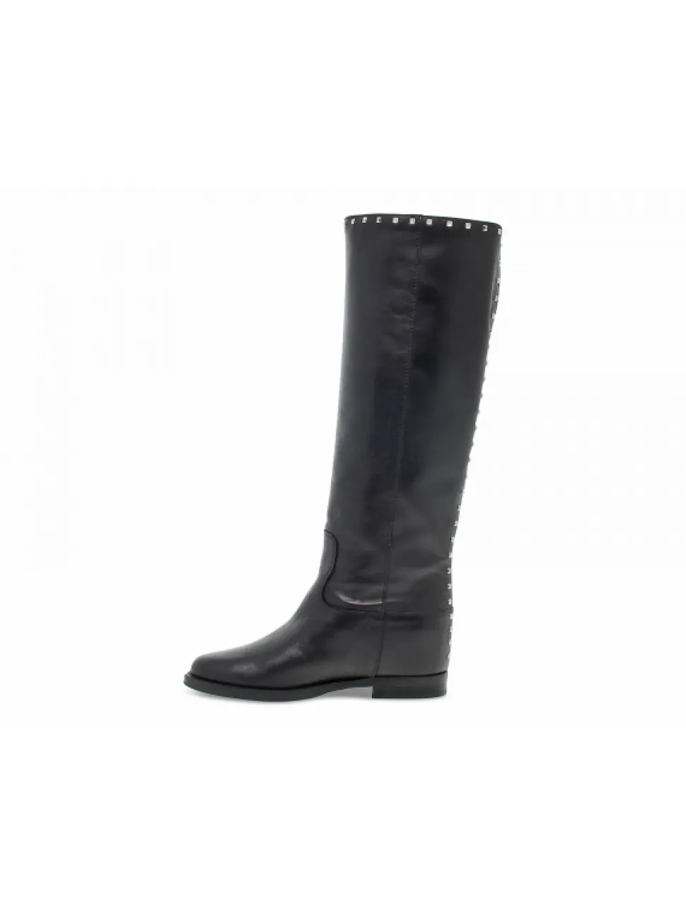 Via Roma 15 Boot Zeppa Interna Spacco Profilo Piramidi In Black Leather^Women Boots