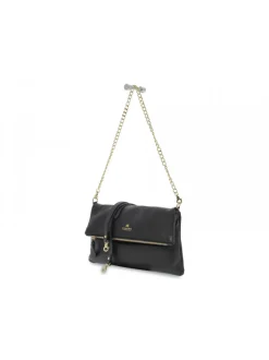 Cuoieria Fiorentina Clutch Velvet Borsa A Tracolla Reversibile Con Doppia Bandoliera In Metallo In Black Leather^Women Clutches