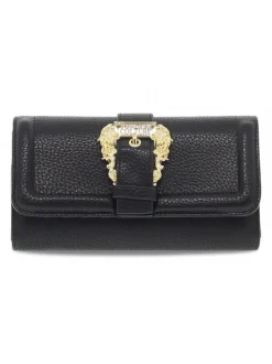Versace Jeans Couture Clutch Jeans Couture Range F Sketch Wallet Grainy Buckle In Black Leather^Women Clutches
