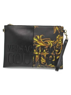 Versace Jeans Couture Clutch Jeans Couture Range 4 Rock Cut Sketch 7 Bags Stripes Patchwork In Black Faux Leather^Women Clutches