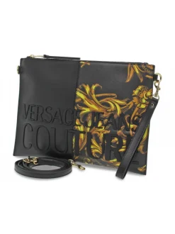 Versace Jeans Couture Clutch Jeans Couture Range 4 Rock Cut Sketch 7 Bags Stripes Patchwork In Black Faux Leather^Women Clutches