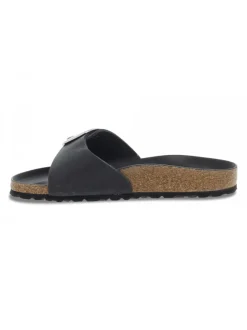 Birkenstock Flat Sandals Madrid Big Buckle In Black Leather^Women Flat Sandals