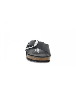 Birkenstock Flat Sandals Madrid Big Buckle In Black Leather^Women Flat Sandals