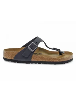 Birkenstock Flat Sandals Gizeh In Black Leather^Women Flat Sandals