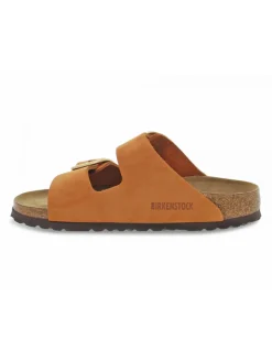 Birkenstock Flat Sandals Arizona Big Buckle In Orange Nubuck^Women Flat Sandals