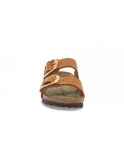 Birkenstock Flat Sandals Arizona Big Buckle In Orange Nubuck^Women Flat Sandals
