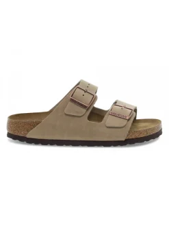 Birkenstock Flat Sandals Arizona Soft Footbed In Tobacco Leather^Women Flat Sandals