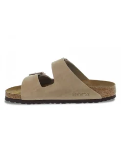 Birkenstock Flat Sandals Arizona Soft Footbed In Tobacco Leather^Women Flat Sandals