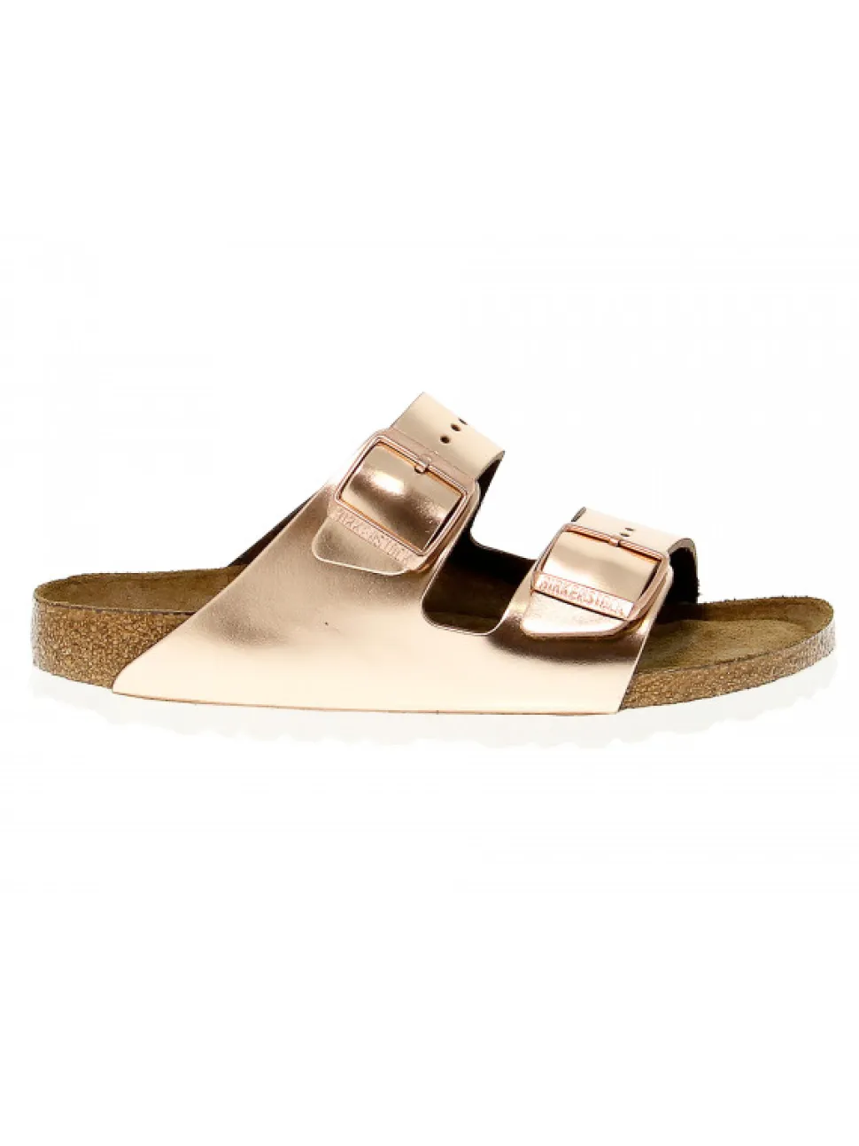 Birkenstock Flat Sandals Arizona Soft Footbed In Platinum Leather^Women Flat Sandals