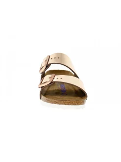 Birkenstock Flat Sandals Arizona Soft Footbed In Platinum Leather^Women Flat Sandals