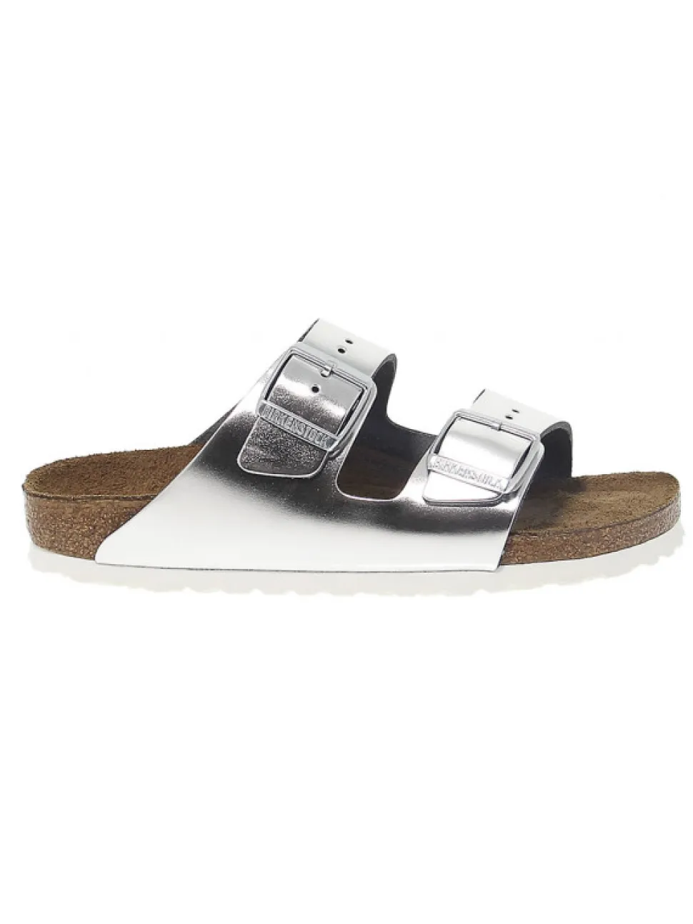 Birkenstock Flat Sandals Arizona In Silver Leather^Women Flat Sandals