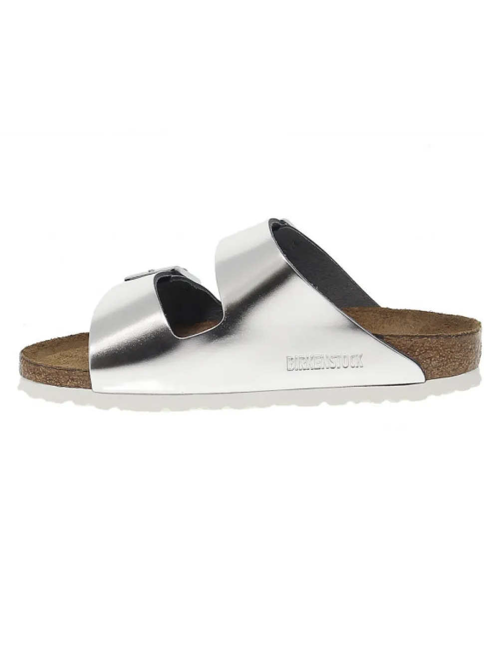 Birkenstock Flat Sandals Arizona In Silver Leather^Women Flat Sandals