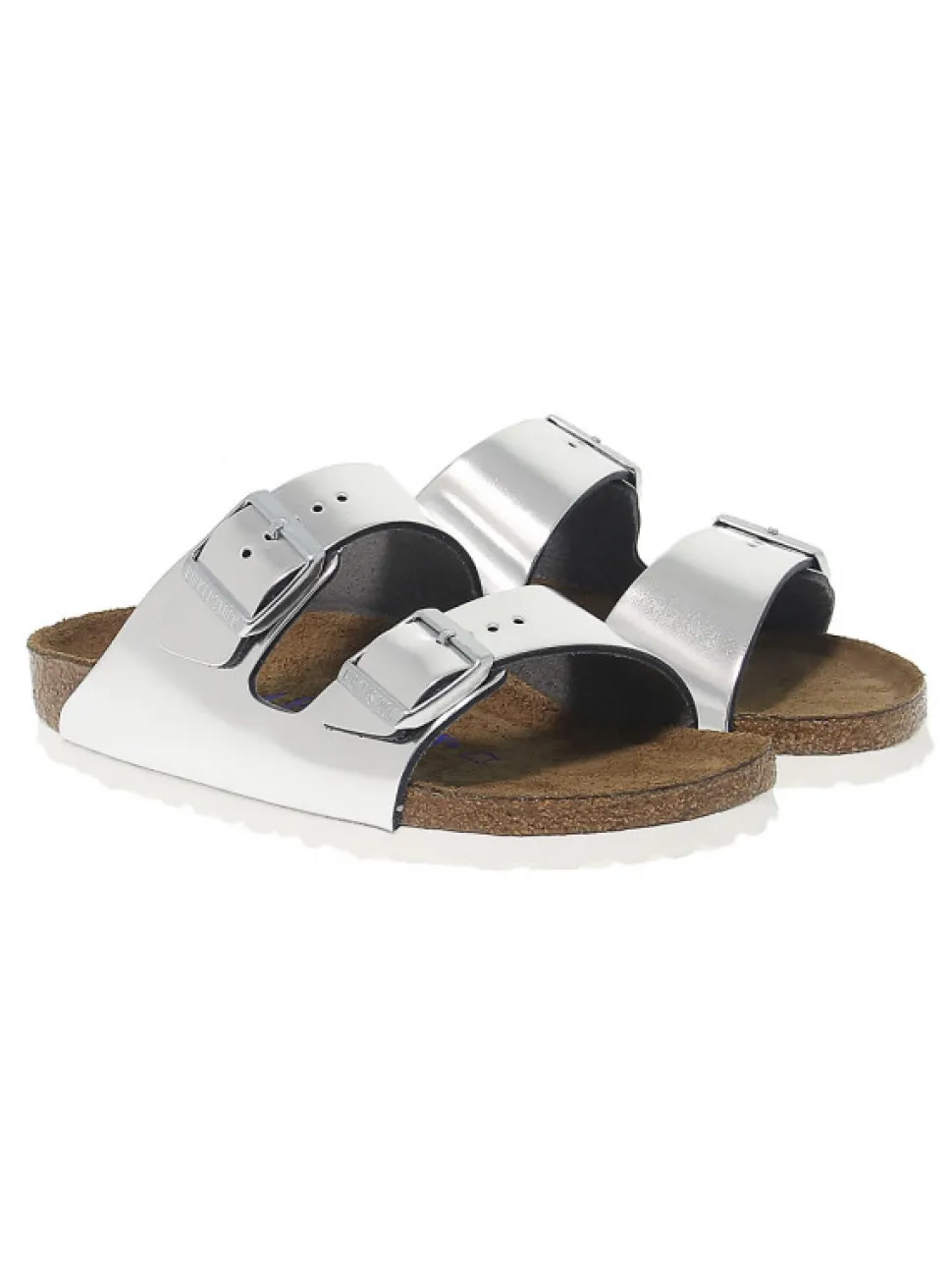 Birkenstock Flat Sandals Arizona In Silver Leather^Women Flat Sandals