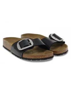 Birkenstock Flat Sandals Madrid Big Buckle In Black Birkoflor^Women Flat Sandals