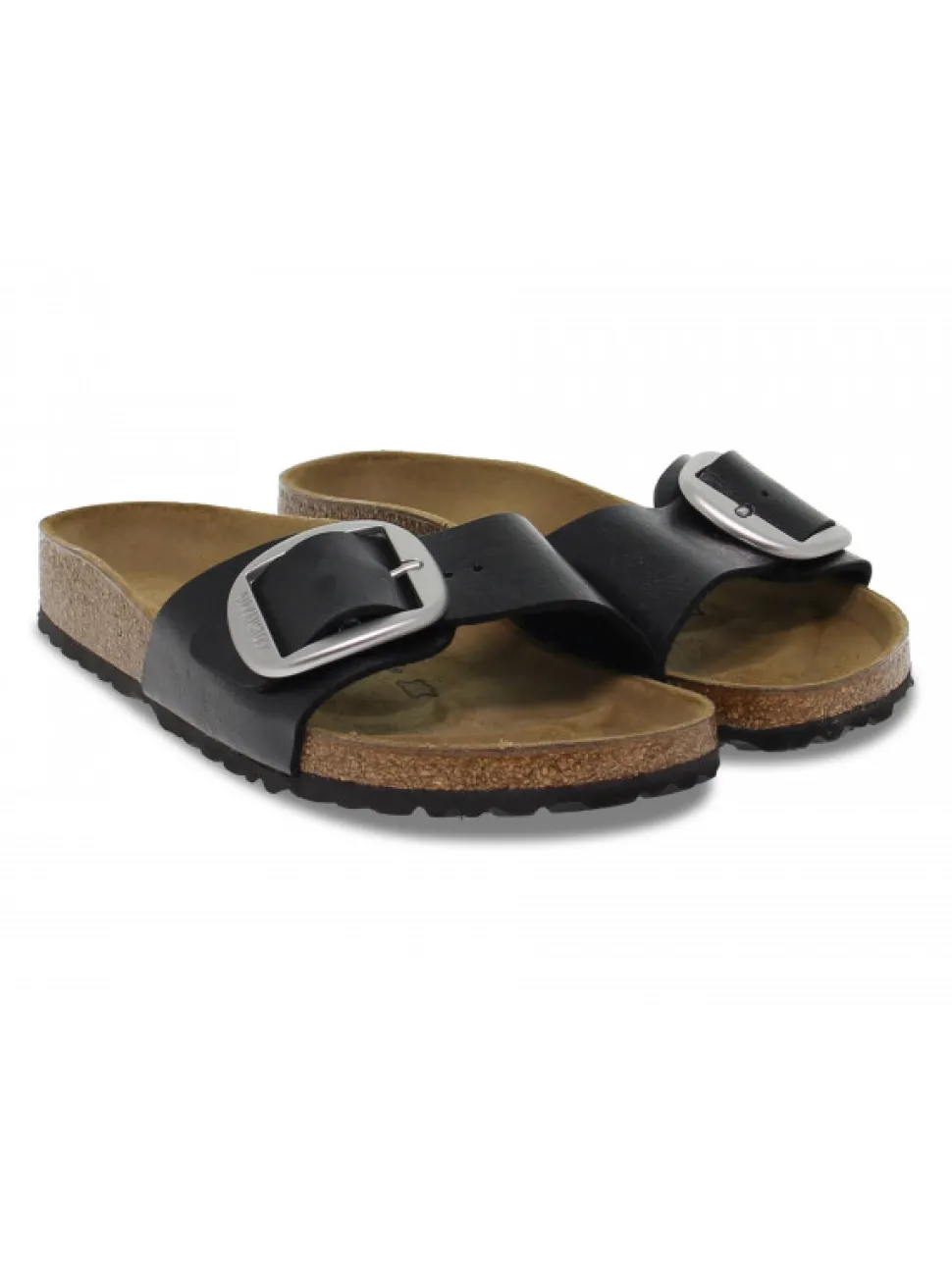 Birkenstock Flat Sandals Madrid Big Buckle In Black Birkoflor^Women Flat Sandals