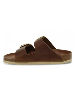 Birkenstock Flat Sandals Arizona Big Buckle In Leather Leather^Women Flat Sandals