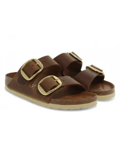 Birkenstock Flat Sandals Arizona Big Buckle In Leather Leather^Women Flat Sandals