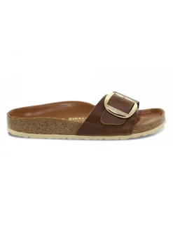 Birkenstock Flat Sandals Madrid Big Buckle In Leather Leather^Women Flat Sandals