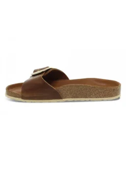 Birkenstock Flat Sandals Madrid Big Buckle In Leather Leather^Women Flat Sandals
