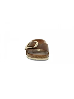 Birkenstock Flat Sandals Madrid Big Buckle In Leather Leather^Women Flat Sandals