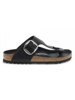 Birkenstock Flat Sandals Gizeh Big Buckle In Black Leather^Women Flat Sandals