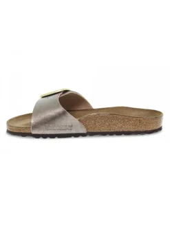 Birkenstock Flat Sandals Madrid Big Buckle In Taupe Birkoflor^Women Flat Sandals
